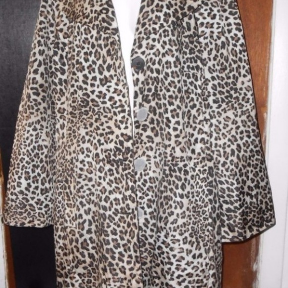 Chicos Animal Trench Kitty Short Trench Coat XXL - Picture 3 of 8
